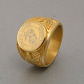 Jewelry wholesale Wholesale Military Chunky Chunky 304 Stainless Steel Signet Ring – 18K Gold Plated, Waterproof