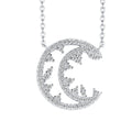 Jewelry wholesale Wholesale Moissanite D/VVS1 Round-Cut Pavé Crescent-Moon Pendant Necklace – 18K White-Gold Vermeil on 925 Silver, 40 + 5 cm Chain, GRA Certified