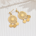 Jewelry wholesale Wholesale Mandala Vintage 304 Stainless Steel Dangle Earrings – 14K Gold Plated, Waterproof