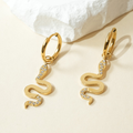 Jewelry wholesale Wholesale Snake Shape Vintage 304 Stainless Steel Dangle Earrings – 14K Gold Plated, Waterproof