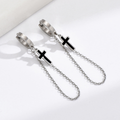 Jewelry wholesale Wholesale Black Cross Chain Punk 304 Stainless Steel Drop Earrings, Waterproof