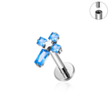 Jewelry wholesale Wholesale G23 Titanium 16G Internally Threaded Flat Back Ring CZ Cross Ear Piercing