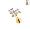 Jewelry wholesale Wholesale G23 Titanium 16G Internally Thread CZ Flat Back Labret Stud