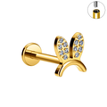 Jewelry wholesale Wholesale G23 Titanium 16G Internally Thread CZ Rabbit Ear Flat Back Stud Helix and Tragus