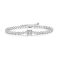 Jewelry wholesale 2.3 CTW · 1.0 ct D/VVS1 Princess-Cut Moissanite Station Bracelet – 18 K White-Gold Vermeil 925 Silver, 16-21 cm Adjustable