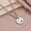 Jewelry wholesale Wholesale Green Cubic Zirconia Coin Pendant Vintage 304 Stainless Steel Necklace – Chain 16.14in + 1.97in, Waterproof