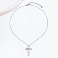 Jewelry wholesale Wholesale Cross Cubic Zirconia Classic 304 Stainless Steel Pendant Necklace, Waterproof