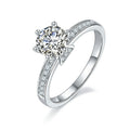 Jewelry wholesale Wholesale Moissanite 1CT D/VVS1 Round Cut Six-Prong Pavé Shoulder Engagement Ring – 18K White Gold Vermeil on 925 Silver, GRA Certified