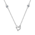Jewelry wholesale D/VVS1 Round Moissanite Heart Station Necklace — 2 mm Bezel Accents & Open Heart Centre, 18 K White- or Rose-Gold Vermeil on 925 Silver, 40 + 5 cm