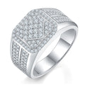 Jewelry wholesale Moissanite D/VVS1 Iced-Out Square Signet Men’s Ring – 18K White Gold Vermeil on 925 Silver，GRA Certified
