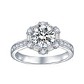 Jewelry wholesale Wholesale Moissanite D/VVS1 Round Cut Four-Prong Halo Engagement Ring with Pavé Shoulders – 18K White Gold Vermeil on 925 Silver, GRA Certified