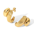 Jewelry wholesale Wholesale Crescent Trendy 304 Stainless Steel Hoop Earrings-18K Gold Plated, Waterproof