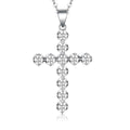 Jewelry wholesale 0.66 CTW · D/VVS1 Solitaire Moissanite Cross Necklace — 12 × Four-Prong Rounds, 18 K White-Gold Vermeil on 925 Silver, 40 + 5 cm Chain