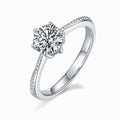 Jewelry wholesale Wholesale Moissanite 1CT D/VVS1 Round Cut Six-Prong Pavé Shoulder Engagement Ring – 18K White Gold Vermeil on 925 Silver, GRA Certified