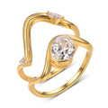 Jewelry wholesale Round Moissanite Fluid Ring Set – D Color VVS, 18K Gold on S925 Silver