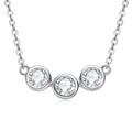 Jewelry wholesale 0.90 CTW · D/VVS1 Round Moissanite Bezel Trio Necklace — Bubble-Bar, 18 K White-Gold Vermeil on 925 Silver, 40 + 5 cm