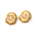 Jewelry wholesale Wholesale Lotus Leaf Pearl Elegant 304 Stainless Steel Stud Earrings-18K Gold Plated, Waterproof