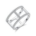 Jewelry wholesale Wholesale Moissanite D/VVS1 Double Row Pavé Bar Band – 18K White Gold Vermeil on 925 Silver, GRA Certified