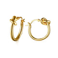 Jewelry wholesale Wholesale Twist Loop Knot Minimalist 304 Stainless Steel Hoop Earrings-18K Gold Plated, Waterproof