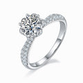 Jewelry wholesale Wholesale Moissanite 1CT D/VVS1 Round Cut Six-Prong Pavé Shoulder Engagement Ring – 18K White Gold Vermeil on 925 Silver, GRA Certified