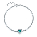 Jewelry wholesale Heart Lab Gemstone Tennis Bracelet – Halo, 18K on S925 Silver