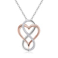 Jewelry wholesale D/VVS1 Moissanite Two-Tone Infinity Heart Pendant Necklace — Pavé S-Curve, 18 K White & Rose-Gold Vermeil on 925 Silver, 45 + 5 cm