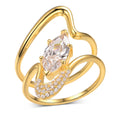 Jewelry wholesale Marquise Moissanite Wave Ring Set–D Color VVS, 18K Gold on S925 Silver
