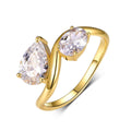 Jewelry wholesale 2.5 CTW D/VVS1 Pear & Oval Moissanite Toi et Moi Ring – 18K Yellow Gold Vermeil over 925 Sterling Silver, Hypoallergenic