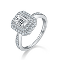 Jewelry wholesale Wholesale Moissanite D/VVS1 Emerald Cut Four-Prong Vintage Pavé Engagement Ring – 18K White Gold Vermeil on 925 Silver, GRA Certified
