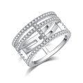 Jewelry wholesale Wholesale Moissanite D/VVS1 Three-Row Pavé Bar Band – 18K White Gold Vermeil on 925 Silver, GRA Certified