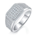 Jewelry wholesale Moissanite D/VVS1 Iced-Out Pavé Cushion-Top Signet Men’s Ring – 18K White Gold Vermeil on 925 Silver, GRA Certified