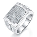 Jewelry wholesale Moissanite D/VVS1 Iced-Out Square Signet Men’s Ring – 18K White Gold Vermeil on 925 Silver，GRA Certified