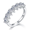 Jewelry wholesale Wholesale Moissanite D/VVS1 Heart Cut Shaped Seven-Stone Half Eternity Ring – 925 Sterling Silver with 18K White Gold Vermeil, GRA Certified – Romantic Symbol of Love