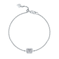 Jewelry wholesale 1.0 CT Emerald-Cut D/VVS1 Moissanite Bezel Bracelet – 18 K White-Gold Vermeil 925 Silver, 17.5 cm
