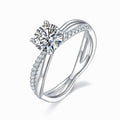 Jewelry wholesale Wholesale Moissanite 1CT D/VVS1 Round Cut Four-Prong Pavé Shoulder Engagement Ring – 18K White Gold Vermeil on 925 Silver, GRA Certified