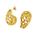 Wholesale Hollow Teardrop Trendy 304 Stainless Steel Hoop Earrings-18K Gold Plated, Waterproof