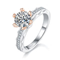 Jewelry wholesale 1.0 ct D/VVS1 Moissanite Ring — Round-Cut Center Stone, Two-Tone 18 K White & Yellow-Gold Vermeil on Solid 925 Silver