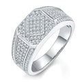 Jewelry wholesale Moissanite  D/VVS1  Iced-Out Square Signet  Men’s Ring – 18K White Gold Vermeil on 925 Silver，GRA Certified