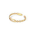 Jewelry wholesale Wholesale Hollow Link Chain Minimalist 304 Stainless Steel Open Adjustable Ring – 18K Gold Plated, Waterproof