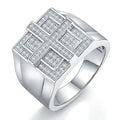 Jewelry wholesale Moissanite D/VVS1 Iced-Out Square Signet Men’s Ring – 18K White Gold Vermeil on 925 Silver，GRA Certified