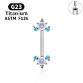 Jewelry wholesale Wholesale G23 Titanium 14G Push-in CZ Double Petal Zircon-Nipple Barbell