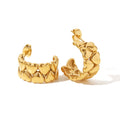 Jewelry wholesale Wholesale C Shape Heart Combined Lovely 304 Stainless Steel Hoop Earrings-18K Gold Plated, Waterproof