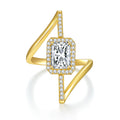 Jewelry wholesale Wholesale Moissanite D/VVS1 Radiant Cut Geometric Statement Ring – 18K Yellow Gold Vermeil on 925 Sterling Silver, GRA Certified