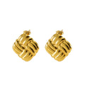 Wholesale Weave Geometric Trendy 304 Stainless Steel Stud Earrings-18K Gold Plated, Waterproof