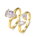 Jewelry wholesale Double Pear Moissanite Ring – D Color VVS, 18K Gold on S925 Silver