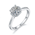 Jewelry wholesale Wholesale Moissanite 1CT D/VVS1 Round Cut Four-Prong Pavé Shoulder Engagement Ring – 18K White Gold Vermeil on 925 Silver, GRA Certified