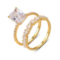 Jewelry wholesale Princess Cut Moissanite Bridal Ring Set – D Color VVS, 18K Gold on S925