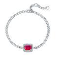 Jewelry wholesale Lab Ruby Halo Bracelet – Emerald Cut, 18K on S925 Silver