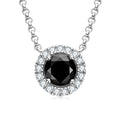 Jewelry wholesale 1.0 CTW · D/VVS1 Black Moissanite Halo Pendant Necklace — Pavé CZ Frame, 18 K White-Gold Vermeil on 925 Silver, 45 + 5 cm