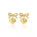Jewelry wholesale Bow Heart Earrings Stainless Steel 18K Gold Plated Vintage Style Wholesale Jewelry